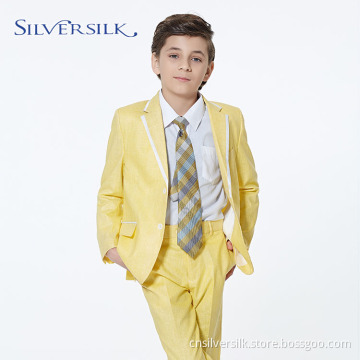yellow linen cotton custom tuxedo boys blazer suits